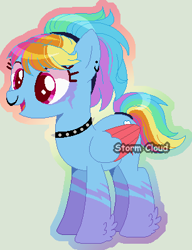 Size: 306x399 | Tagged: safe, artist:stormcloud-yt, rainbow dash, pegasus, pony, g4, alternate hairstyle, base used, choker, coat markings, colored wings, female, mare, nose piercing, nose ring, piercing, redesign, septum piercing, simple background, socks (coat markings), solo, spiked choker, two toned wings, wings