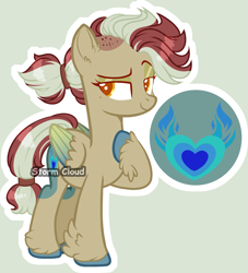 Size: 2001x2207 | Tagged: safe, artist:stormcloud-yt, oc, oc only, oc:cold fire, pegasus, pony, base used, broken english, dreamworks face, female, high res, hoof on chest, mare, offspring, parent:flash magnus, parent:spitfire, parents:spitmagnus, pegasus oc, raised hoof, simple background, smiling, unshorn fetlocks