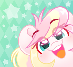 Size: 1549x1412 | Tagged: safe, artist:ninnydraws, oc, oc only, oc:ninny, pegasus, pony, abstract background, blushing, close-up, female, heart, heart eyes, heterochromia, looking at you, mare, solo, wingding eyes