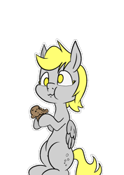 Size: 1000x1414 | Tagged: safe, artist:happy harvey, derpy hooves, pegasus, pony, g4, colored pupils, cute, eating, female, food, mare, muffin, phone drawing, simple background, sitting, solo, transparent background