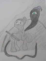 Size: 322x427 | Tagged: safe, artist:applejacko1112, oc, oc only, earth pony, pony, ninja, sword, traditional art, weapon