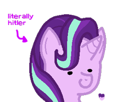 Size: 300x250 | Tagged: safe, artist:islomanian, derpibooru exclusive, starlight glimmer, pony, unicorn, g4, adolf hitler, dissonant caption, simple background, solo, starlight himmler, text, transparent background