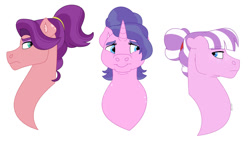Size: 1280x732 | Tagged: safe, artist:itstechtock, cookie crumbles, nurse sweetheart, spoiled rich, earth pony, pony, g4, bust, portrait, simple background, white background