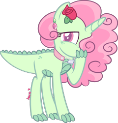 Size: 2520x2628 | Tagged: safe, artist:kurosawakuro, oc, dracony, dragon, hybrid, female, high res, interspecies offspring, offspring, parent:spike, parent:sweetie belle, parents:spikebelle, simple background, solo, transparent background