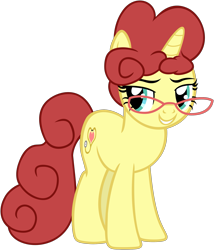 Size: 2141x2500 | Tagged: safe, artist:nicogamer3000, oc, oc only, oc:mrs. possible, pony, unicorn, .svg available, female, full body, glasses, grin, high res, hooves, horn, lidded eyes, mare, show accurate, simple background, smiling, solo, standing, svg, tail, transparent background, unicorn oc, vector
