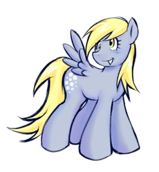 Size: 618x672 | Tagged: safe, artist:sephirothisshot23234, derpy hooves, pegasus, pony, g4, female, simple background, smiling, solo, spread wings, standing, white background, wings