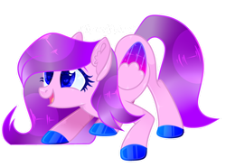 Size: 1280x947 | Tagged: safe, artist:lilywolfpie, oc, oc only, oc:star breeze, pegasus, pony, ass up, base used, colored hooves, colored pupils, colored wings, ear fluff, eyelashes, female, folded wings, full body, hoof polish, hooves, mare, open mouth, open smile, outline, pegasus oc, simple background, smiling, solo, standing, tail, transparent background, white outline, wings