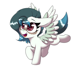 Size: 2200x2000 | Tagged: safe, artist:lockheart, oc, oc only, oc:ethereal pelagia, pegasus, pony, undead, vampire, blushing, fangs, female, filly, floppy ears, foal, heart eyes, high res, open mouth, open smile, simple background, smiling, solo, spread wings, transparent background, wingding eyes, wings