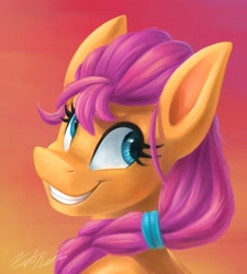 Size: 2369x2634 | Tagged: safe, artist:kaylerustone, sunny starscout, earth pony, pony, g5, braid, bust, cute, female, high res, mare, portrait, smiling, solo, sunnybetes