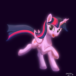 Size: 4096x4096 | Tagged: safe, artist:leoliu0491, twilight sparkle, alicorn, pony, g4, absurd resolution, black background, female, looking at you, mare, simple background, smiling, smiling at you, solo, standing, twilight sparkle (alicorn)