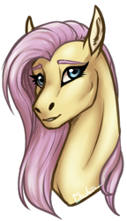 Size: 436x755 | Tagged: safe, artist:dachiia, fluttershy, pegasus, pony, g4, bust, female, mare, simple background, smiling, solo, transparent background