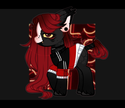 Size: 2695x2343 | Tagged: safe, artist:miioko, oc, oc only, earth pony, pony, choker, clothes, ear piercing, earring, earth pony oc, high res, jewelry, piercing, smiling, solo, tail, tail wrap