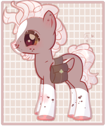 Size: 2000x2400 | Tagged: safe, artist:miioko, oc, oc only, earth pony, pony, abstract background, bag, earth pony oc, high res, hoof polish, saddle bag, solo