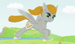 Size: 3400x2000 | Tagged: safe, oc, hybrid, pegasus, pony, series:ponyashnost, claws, cloud, female, field, high res, mountain, sky, wings