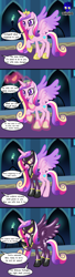 Size: 4154x15360 | Tagged: safe, artist:damlanil, princess cadance, alicorn, pony, g4, bodysuit, catsuit, clothes, comic, commission, concave belly, costume, crown, derp, disappearing clothes, female, glasses, goggles, hoof shoes, horn, hypnogoggles, implied nightmare moon, implied twilight sparkle, jewelry, latex, latex suit, magic, magic aura, mare, mind break, mind control, necklace, regalia, rubber, rubber drone, shadowbolt drone, shadowbolts, shadowbolts (nightmare moon's minions), shadowbolts costume, shiny, shiny mane, show accurate, slender, solo, speech bubble, story, story included, suit, text, thin, transformation, transformation sequence, vector, wings