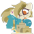 Size: 350x350 | Tagged: safe, artist:rhythmpixel, oc, oc only, oc:sand dollar, earth pony, pony, beach pony (generic), female, freckles, lineless, mare, sandcastle, simple background, solo, transparent background, water legs