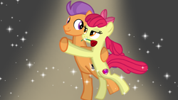 Size: 1280x720 | Tagged: safe, artist:mlplary6, apple bloom, tender taps, earth pony, pony, g4, boyfriend and girlfriend, dancing, female, flower, looking at each other, male, mare, older, older apple bloom, older tender taps, rose, shipping, smiling, smiling at each other, stallion, straight, tango, tenderbloom