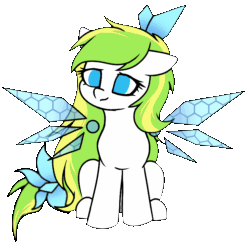 Size: 768x768 | Tagged: safe, artist:ayaneyunzi, artist:ayane云紫, oc, oc only, oc:tea fairy, pegasus, pony, animated, crystal wings, cute, eyelashes, female, gif, mare, pegasus oc, simple background, sitting, solo, tail, tail wag, transparent background, wings