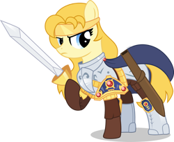 Size: 986x810 | Tagged: safe, artist:swiftgaiathebrony, oc, oc only, oc:mythic mage, earth pony, pony, armor, earth pony oc, fantasy class, female, frown, hoof hold, mare, raised hoof, shadow, simple background, solo, transparent background, warrior