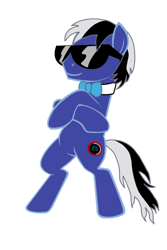 Size: 730x1095 | Tagged: safe, artist:okamiarata, oc, oc only, oc:creepygamer, earth pony, pony, bipedal, crossed hooves, simple background, solo, sunglasses, transparent background