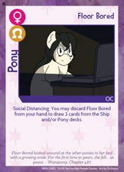 Size: 788x1088 | Tagged: safe, artist:str8aura-draws-horses-and-stuff, oc, oc:floor bored, twilight sparkle's secret shipfic folder, card, caught, computer, dark room, laptop computer, lit up, messy mane, shocked, shocked expression