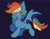 Size: 1600x1250 | Tagged: safe, anonymous artist, rainbow dash, bat pony, pony, g4, bat ponified, bat wings, black background, drawthread, female, mare, open mouth, race swap, rainbowbat, requested art, simple background, solo, spread wings, wings