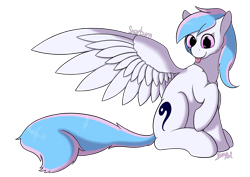 Size: 4960x3508 | Tagged: safe, artist:aelflonra, oc, oc only, oc:starburn, pegasus, pony, large wings, long tail, simple background, solo, spread wings, tail, tongue out, transparent background, wings