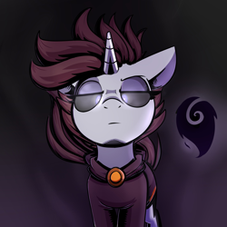 Size: 2500x2500 | Tagged: safe, artist:lockheart, oc, oc only, pony, unicorn, black sclera, clothes, female, high res, lidded eyes, looking down, mare, solo