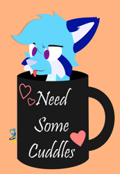 Size: 1796x2595 | Tagged: safe, artist:samsailz, oc, oc only, pony, wolf, :p, commission, cup, cup of pony, cute, micro, solo, tongue out, ych result