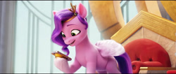 Size: 4094x1740 | Tagged: safe, screencap, pipp petals, pegasus, pony, g5, my little pony: a new generation, spoiler:my little pony: a new generation, cellphone, female, hoof hold, mare, open mouth, open smile, phone, smartphone, smiling, solo