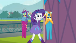 Size: 3410x1920 | Tagged: safe, screencap, rarity, equestria girls, g4, my little pony equestria girls: friendship games, boots, bracelet, clothes, cute, cutie mark on clothes, female, grin, hairpin, high res, jewelry, raribetes, shoes, smiling, solo