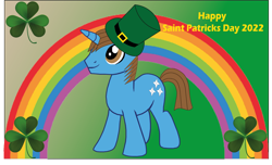 Size: 1280x776 | Tagged: safe, artist:ncolque, oc, oc:sharp stars, pony, unicorn, hat, holiday, leprechaun, rainbow, saint patrick's day, shamrock, wallpaper