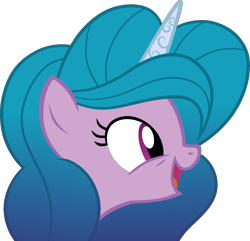 Size: 1527x1474 | Tagged: safe, artist:muhammad yunus, izzy moonbow, pony, unicorn, g4, g5, bust, female, g5 to g4, generation leap, horn, mare, open mouth, open smile, portrait, profile, show accurate, simple background, smiling, solo, transparent background