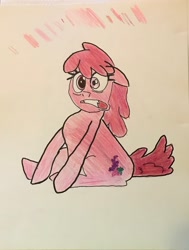 Size: 1946x2574 | Tagged: safe, berry punch, berryshine, earth pony, pony, g4, drawing, female, mare, photo, sketch, solo, traditional art