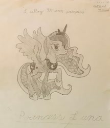 Size: 1820x2114 | Tagged: safe, princess luna, alicorn, pony, g4, drawing, female, mare, photo, sketch, solo, traditional art