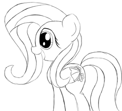 Size: 924x846 | Tagged: safe, artist:scootaloormayfly, fluttershy, pegasus, pony, g4, cute, daaaaaaaaaaaw, monochrome, shyabetes, simple background, smiling, solo