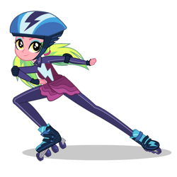 Size: 1400x1400 | Tagged: dead source, safe, lemon zest, equestria girls, g4, my little pony equestria girls: friendship games, official, female, friendship games outfit, friendship games speedskating outfit, looking at you, roller skates, school spirit, shadowbolts, simple background, skates, skating, smiling, solo, speed skating, speedskating outfit, transparent background, tri-cross relay outfit, vector