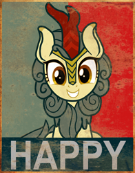 Size: 383x489 | Tagged: safe, artist:jhayarr23, artist:seki_98, edit, autumn blaze, kirin, awwtumn blaze, cute, grin, happy, hope poster, horn, looking at you, positive ponies, sitting, smiling, smiling at you, solo, swag