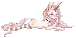 Size: 2016x1011 | Tagged: safe, artist:doekitty, oc, oc:hazel (doekitty), deer, deer pony, original species, clothes, eyes closed, female, lying down, prone, simple background, socks, solo, striped socks, tongue out, transparent background