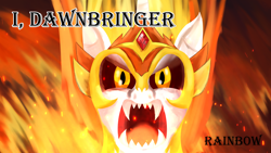 Size: 2560x1440 | Tagged: safe, artist:rainb0wdashie, daybreaker, g4, fanfic art, fangs, fire, looking at you, solo