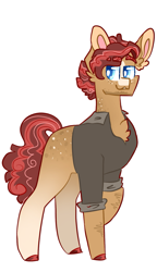 Size: 849x1478 | Tagged: safe, artist:goldlines005, oc, oc only, pony, clothes, colored hooves, male, offspring, parent:burnt oak, parents:canon x oc, simple background, solo, stallion, white background