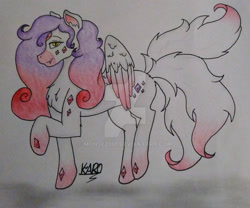 Size: 1920x1595 | Tagged: safe, artist:monse2001, oc, oc only, pegasus, pony, deviantart watermark, obtrusive watermark, pegasus oc, raised hoof, signature, traditional art, watermark, wings