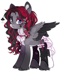 Size: 1024x1203 | Tagged: safe, artist:miioko, oc, oc only, pegasus, pony, clothes, colored wings, deviantart watermark, dress, female, mare, obtrusive watermark, pegasus oc, simple background, solo, tattoo, transparent background, two toned wings, watermark, wings