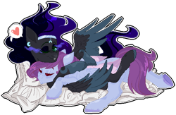 Size: 636x414 | Tagged: safe, artist:stormcloud-yt, oc, oc only, pegasus, pony, base used, duo, female, heart, hug, male, mare, oc x oc, offspring, one eye closed, parent:flash sentry, parent:king sombra, parent:princess luna, parent:twilight sparkle, parents:flashlight, parents:lumbra, pegasus oc, pictogram, shipping, simple background, snuggling, sombra eyes, stallion, transparent background, underhoof, wink