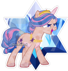 Size: 1204x1259 | Tagged: safe, artist:stormcloud-yt, oc, oc only, crystal pony, pony, unicorn, base used, eyelashes, female, horn, mare, offspring, open mouth, parent:flash sentry, parent:twilight sparkle, parents:flashlight, simple background, smiling, star of david, transparent background, unicorn oc