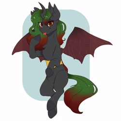 Size: 5000x5000 | Tagged: artist needed, safe, oc, oc only, oc:queen mira, changeling, changeling queen, double colored changeling, female, horn, simple background, solo, tongue out, white background, wings