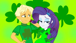 Size: 2000x1125 | Tagged: safe, edit, editor:ktd1993, ragamuffin (g4), rarity, equestria girls, g4, duo, female, holiday, male, saint patrick's day, ship:rarimuffin, shipping, straight