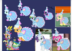 Size: 560x398 | Tagged: safe, artist:darlycatmake, applejack, derpy hooves, fluttershy, pinkie pie, rainbow dash, rarity, smarty pants, soarin', twilight sparkle, earth pony, pegasus, pony, unicorn, g4, look before you sleep, applejack also dresses in style, clothes, crossdressing, cute, dashabetes, dress, dressup, embarrassed, female, froufrou glittery lacy outfit, gala dress, happy, jackabetes, looking at each other, looking at someone, looking at you, male, mare, princess applejack, princess derpy, princess fluttershy, princess pinkie pie, princess rainbow dash, princess rarity, puffy sleeves, rainbow dash always dresses in style, raribetes, shipping, smiling, smiling at you, smirk, stallion, sunglasses, twiabetes, unicorn twilight, younger
