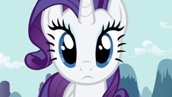 Size: 1920x1080 | Tagged: safe, screencap, rarity, pony, unicorn, boast busters, g4, season 1, 1080p, eyeshadow, female, looking at you, makeup, mare, mare stare, reaction image, shocked, solo