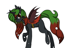 Size: 1043x710 | Tagged: artist needed, safe, oc, oc only, oc:queen mira, changeling, changeling queen, double colored changeling, female, horn, looking at you, simple background, solo, transparent background, wings